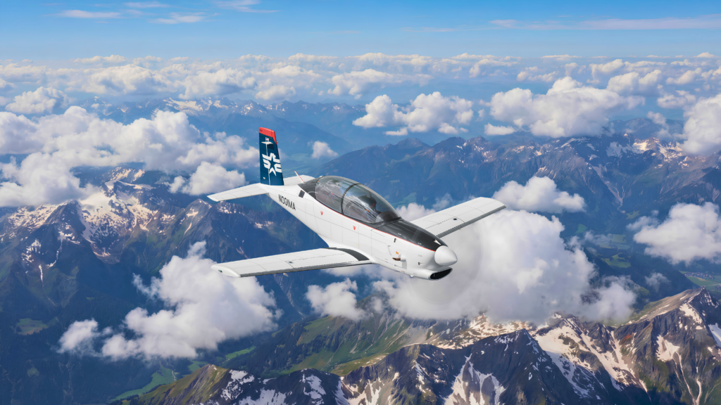 MA-1 Blue Jay primary training aircraft in flight