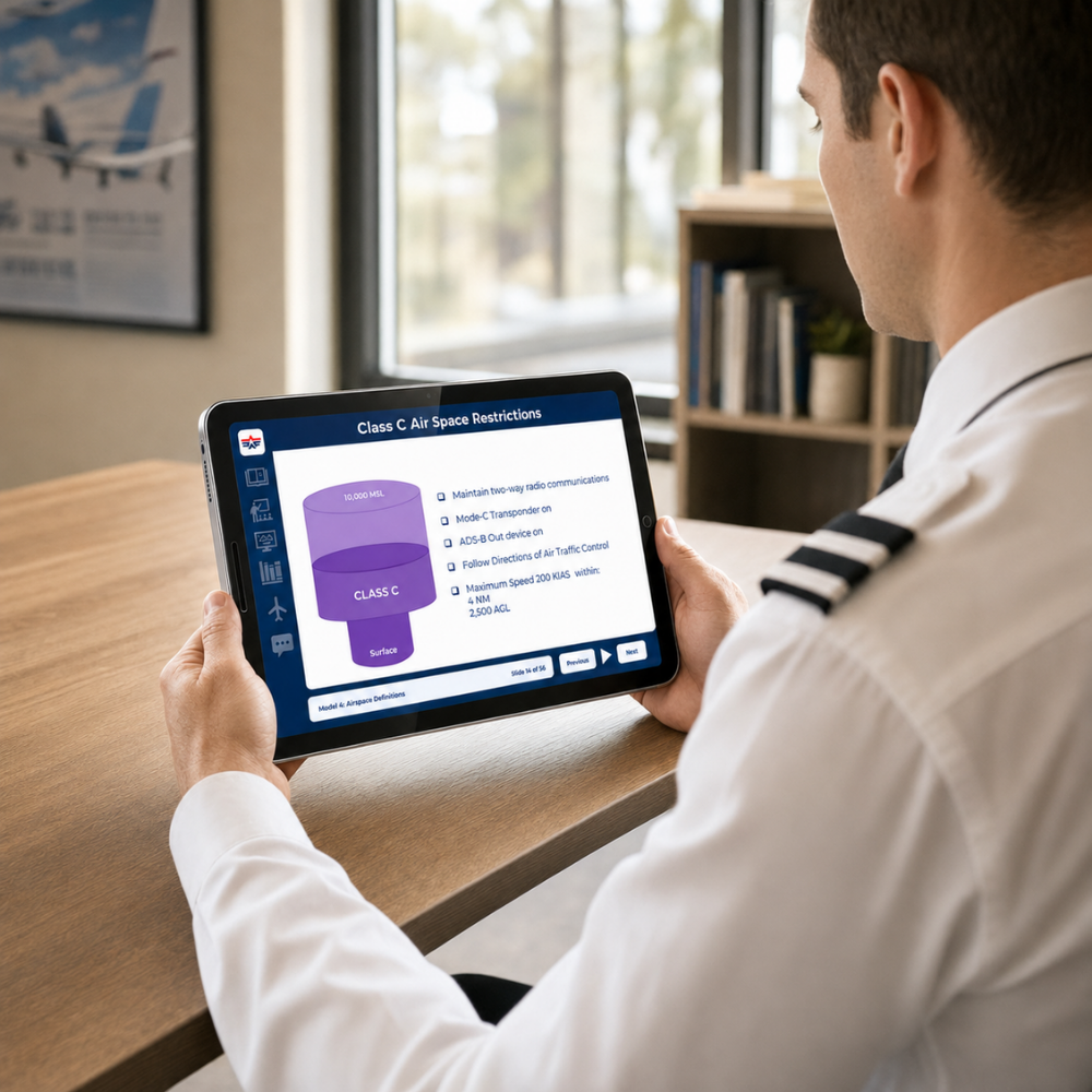 Pilot viewing Flight Lead software on a tablet